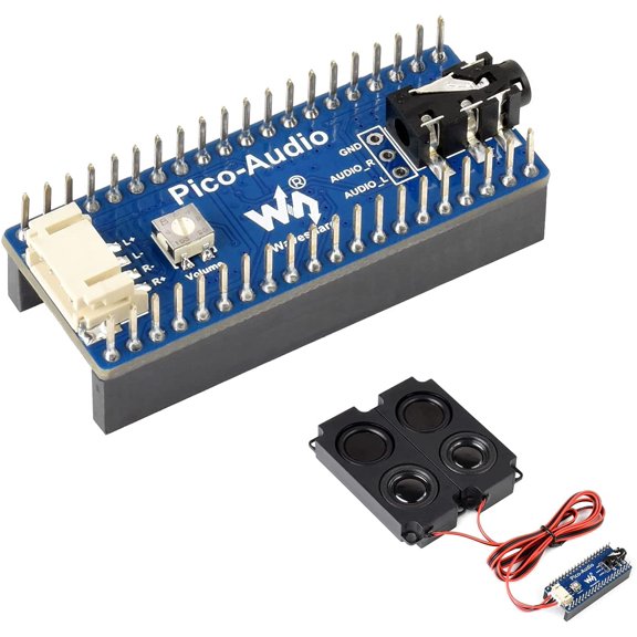 Audio Expansion Module for Pico, Incorporates PCM5101A Low Power Stereo Decoder, 3.5mm Audio Jack, Dual Channels Speaker Headers, Use I2S Bus, Headphone / Speaker Output Concurrently