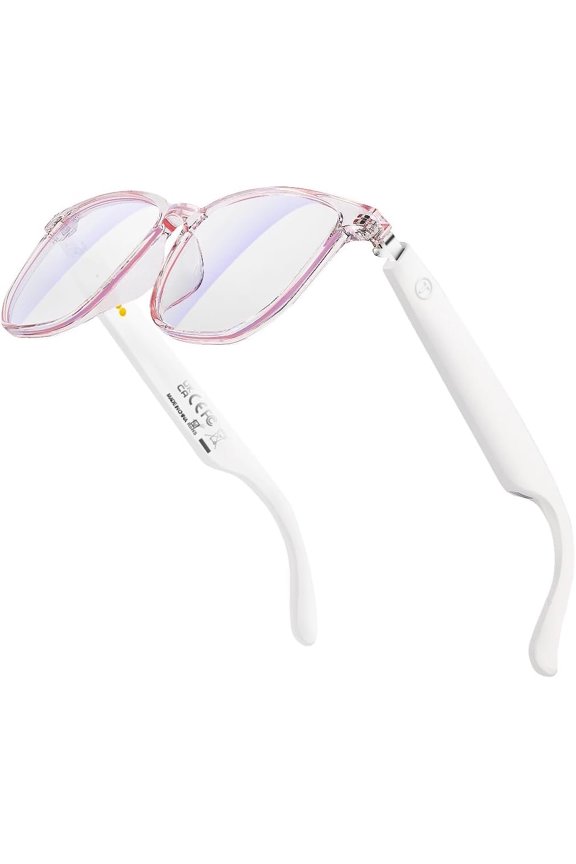 Audio Glasses, Headphone Sunglasses for Men and Women,Built-in Mic & Speakers, (White-)