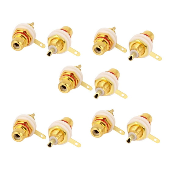 Audio Gold Plated Chassis Mount RCA Female Bulkhead Solder Connectors 10 Pcs