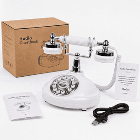 Audio Guest Book Wedding Phone Record Customized Voicemail with Audio Guest Book for Parties Weddings Birthdays Rentals Confessions Phone Record (White)
