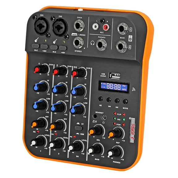Audio Interface Mixer 4 Channel PC XLR Bluetooth USB DJ Music Podcast Karaoke Sound Board - MX 4CH
