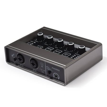 Audio Interface Professional Recording XLR Audio Interface DSP Reverb 48V Phantom Power Sound Card 16bit/48kHz Resolution Plug and Play for Music Recording Online Karaoke Vocal Recording