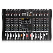 Audio Mixer 12 Channel Professional Mixer Console with 320 DSP Effects, 7-band EQ Sound Mixing Board Digital DJ Mixer w/USB Bluetooth MP3 for Recording, Independent 48V Power & Mute Button