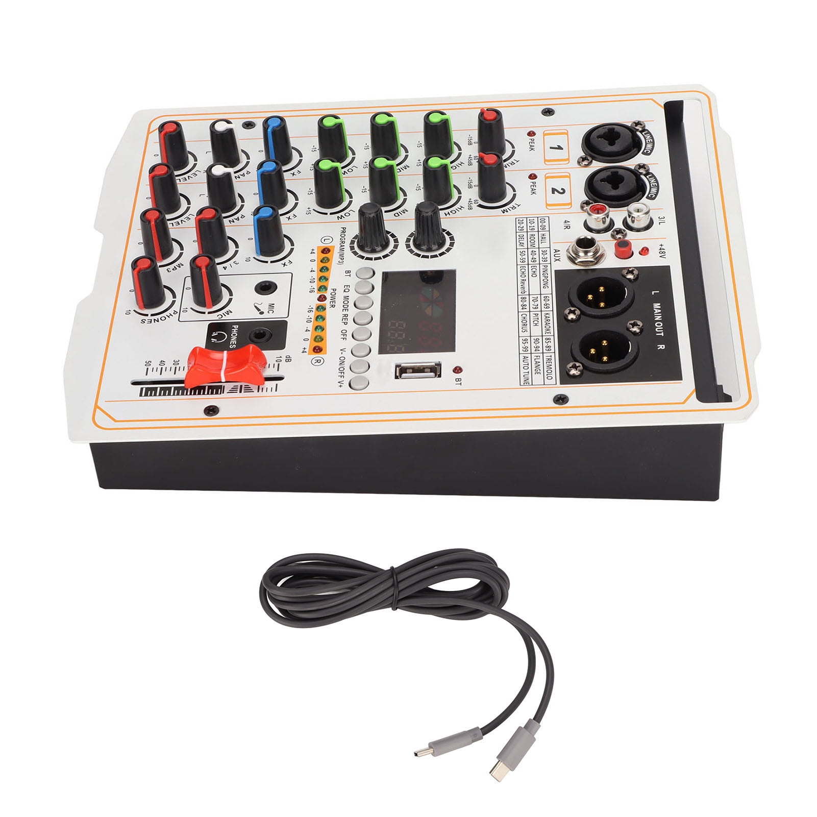 Audio Mixer, 4 Channel Professional Portable Audio Mixer With USB Cable
