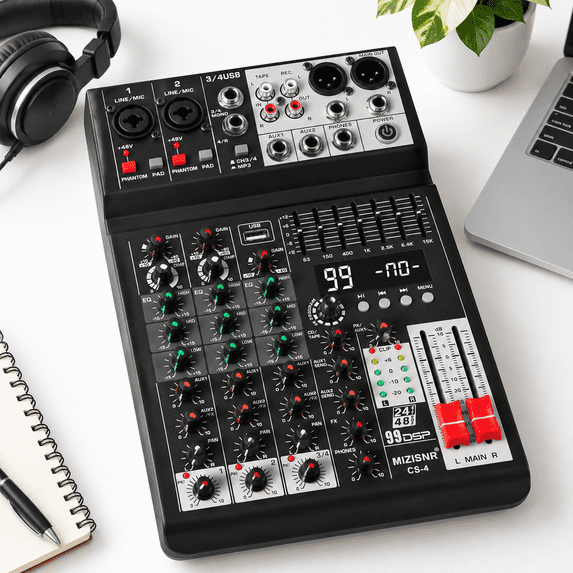 Service Mixer Audio Audio Mixer 4 Sound Console Professional Music Mixingd Dj W/ 99 Dsp 7 ...