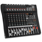 Audio Mixer 6 Channel Professional Mixer Console with 320 DSP Effects, 7-band EQ Sound Mixing Board Digital DJ Mixer w/USB Bluetooth MP3 for Recording, Independent 48V Power & Mute Button