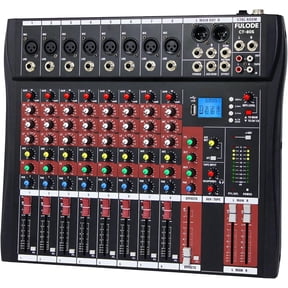 Audio Mixer 8 Channel, CT-80S Professional Sound System Mixer Board DJ Mixing Console with Reverb MP3 Player Bluetooth 48V Phantom Power Supply USB Recording for Studio Karaoke Live Music