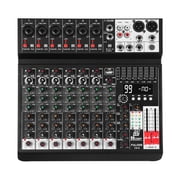 Audio Mixer 8 Channel Sound Mixer Console, Professional Music Mixing Board DJ Mixer w/ 99 DSP, 7-band EQ, USB, Bluetooth, 48V Phantom Power & PAD Function for Recording PA Live Live Streaming