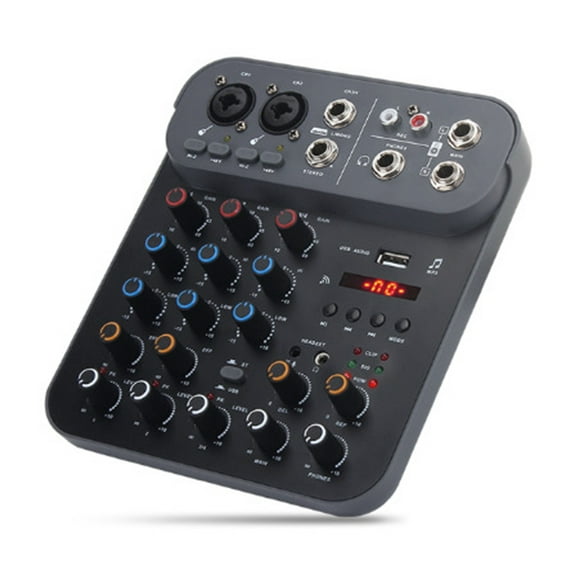 Audio Mixer Fuluode T4 Sound Mixing Console USB Record Computer 48V Phantom Power Delay Repaeat Effect 4 Channels USB ,Easy to Use