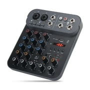 Audio Mixer Fuluode T4 Sound Mixing Console USB Record Computer 48V Phantom Power Delay Repaeat Effect 4 Channels USB