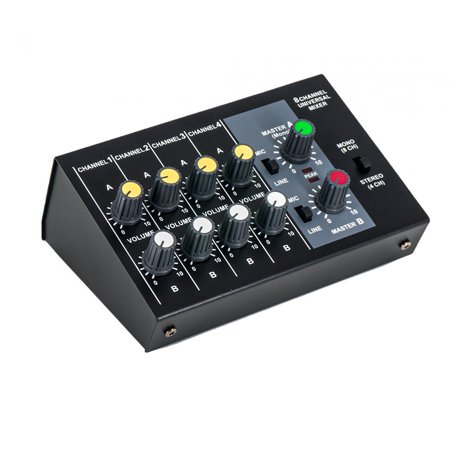 Audio Mixer Line Mixer Professional Volume Control Low Noise Sound Mixing Console for Keyboards/ Guitars/ Clubs