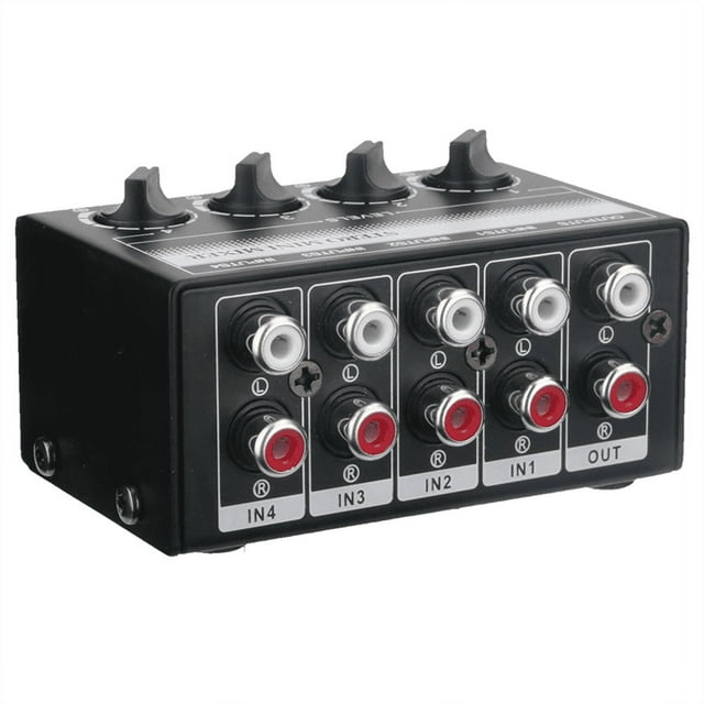 Audio Mixer Mini Stereo 4-Channel Passive Mixer Microphone Multi-Channel 1 in 4 Out Stereo Splitter for Studio