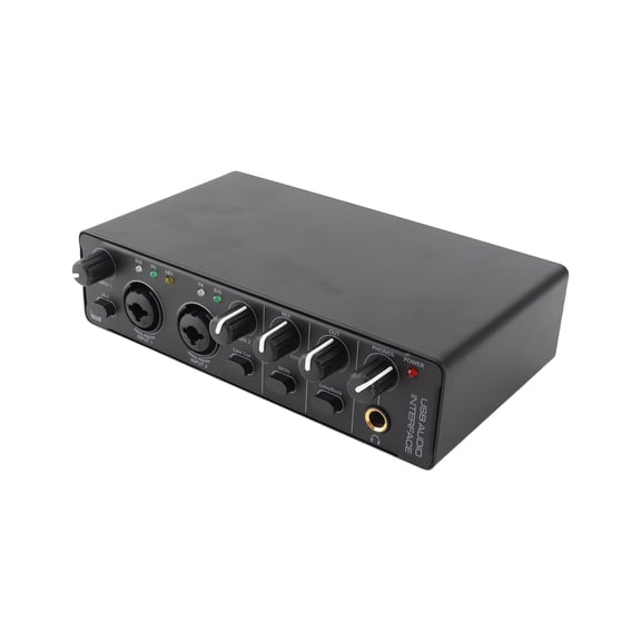 Audio Mixer Sound Card Mixer USB Audio Interface Sound Card 2 In 2 Out Audio Interface Sound Board with 48V Phantom Power for Recording Professional Audio Mixer & Mic Preamplifier XLR/TSR/TS