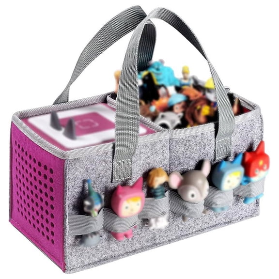 Audio Player Figurine Storage Bag Felt Toy Carrying Tote Character Figure Travel Organizer For Home Kitchen(Purple-26.5Cm)