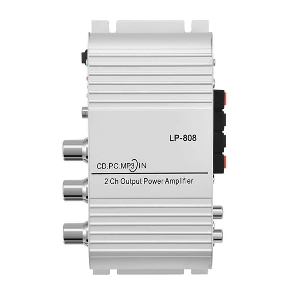 Audio Power Amplifier, 2 Channel Digital Amp Portable Mini Bass Treble Control Home Speakers HiFi Stereo Receiver Integrated Subwoofer for Phone MP3 Computer Auto Car Motorcycle