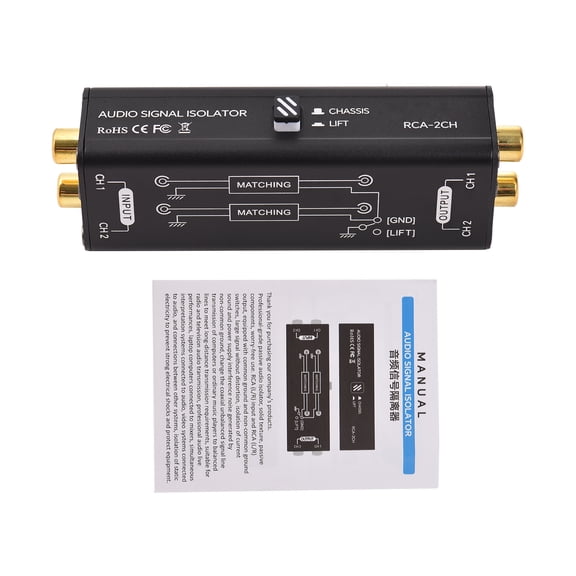 Audio Signal Isolator Isolator Portable 2 Channels Ground Loop Isolator Professional Hum Eliminator Audio Signal Isolator Noise Filter for Home Stereo System Speaker Conference Microphones Audio