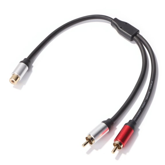 Audio Splitter Cable Portable Clear Sound Stable Signal 28cm 1 RCA Female to 2 Male AUX Audio Cord for Computer,Black