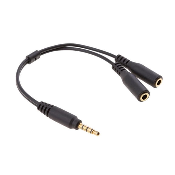 Audio Stereo Y Splitter Extension Cable 2.5mm Male To 2 Port 3.5mm Female For Earph, Headset Splitter Adapter, black