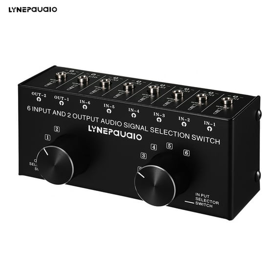 Audio Switcher,Splitter With 3.5mm Input Output Box Splitter With Switcher Two-way 6-in-2-out Audio 3.5mm Audio Input Two-way Audio Box 6 2 Output Wotao Moweo 6-in-2-out Switcher
