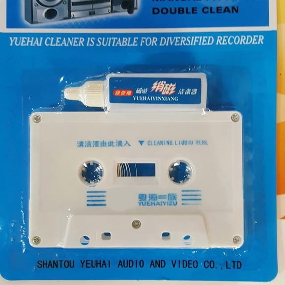 Audio Tape Cassette Head Cleaner Demagnetizer w/ 1 Cleaning Fluids Care Wet Maintenanc