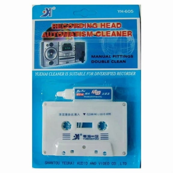 Audio Tape Cassette Head Cleaner Demagnetizer with 1 Cleaning Fluids Ca