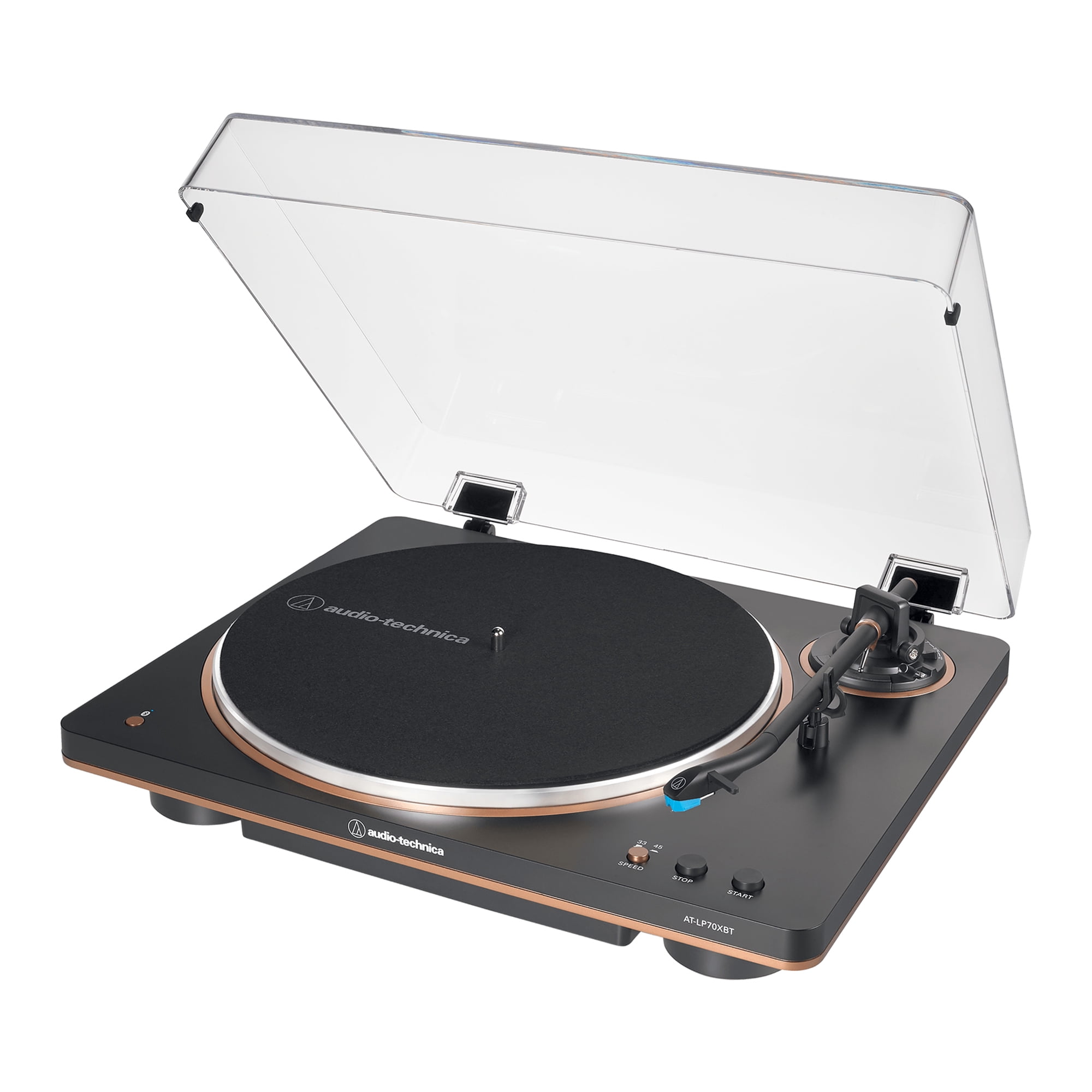 Audio-Technica 2-Speed Belt-Drive Fully Automatic Turntable with Bluetooth, aptX, 45 RPM Adapter, Switchable Preamp, and RCA Out , Black/Bronze