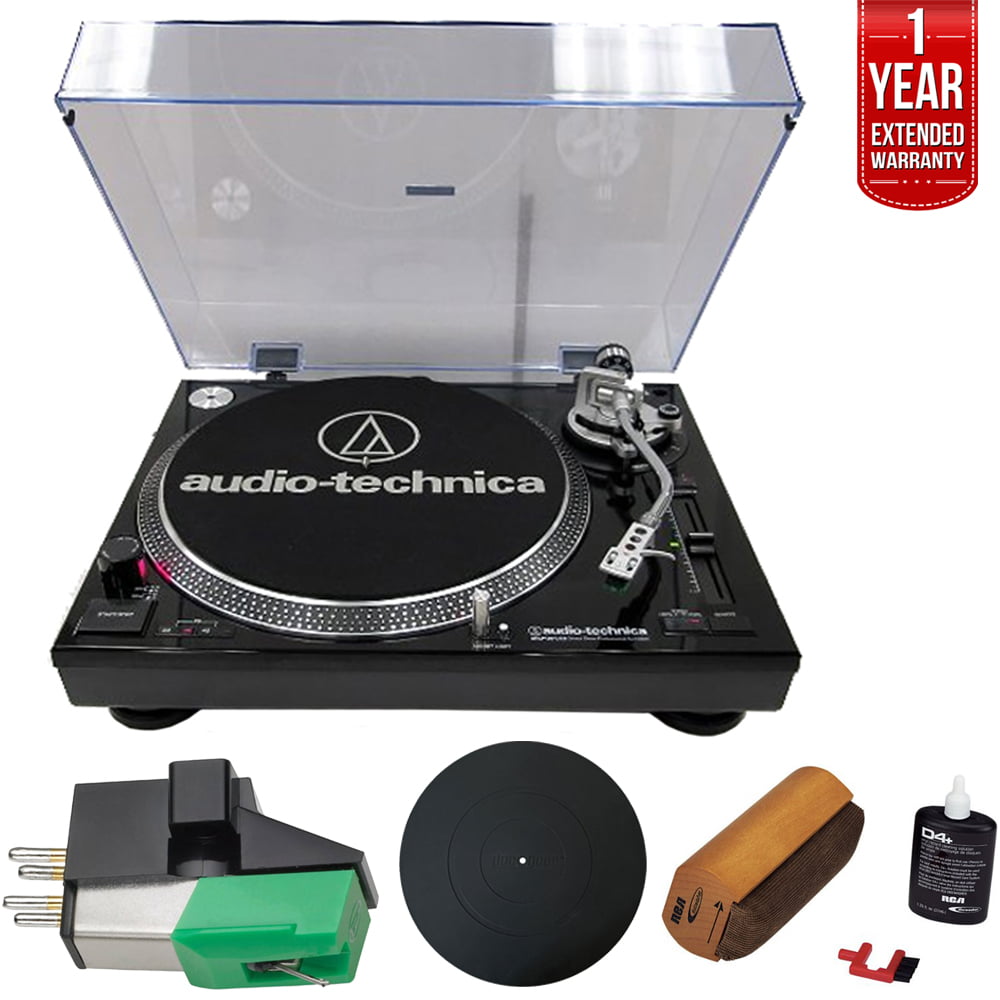 Audio-Technica AT-LP120-USB Direct-Drive Professional Turntable in (Black)  Ultimate Bundle With Extra Dual Magnet Cartridge , Protective Platter Mat 