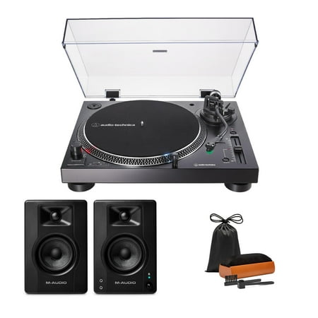 Audio-Technica AT-LP120X-USB Direct-Drive Analog and USB Turntable (Black) with Studio Monitors Kit