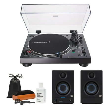 Audio-Technica AT-LP120X-USB Turnable with Presonus Monitors and Cleaning Kit