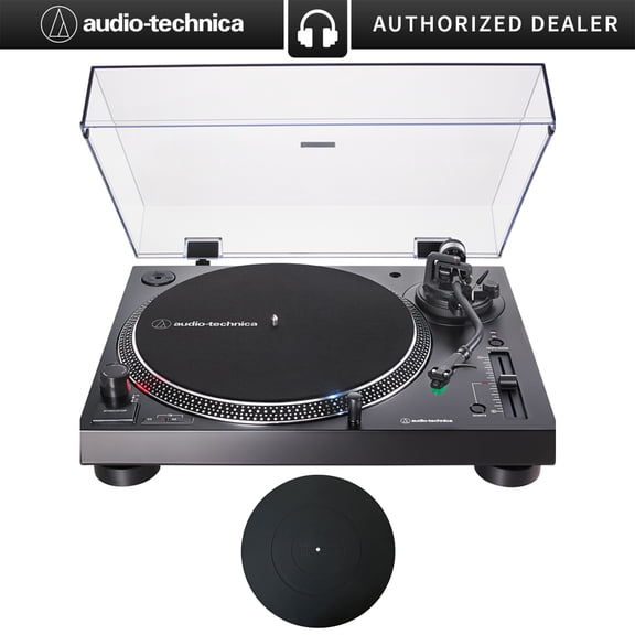 Audio-Technica AT-LP120XUSB-BK Direct-Drive Turntable Analog & USB, Black Bundle with Deco Gear Universal 12" Silicone Rubber Turntable Platter Mat