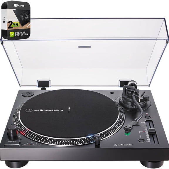 Audio-Technica AT-LP120XUSB-BK Direct-Drive Turntable Analog & USB Black Bundle with 2 YR CPS Enhanced Protection Pack