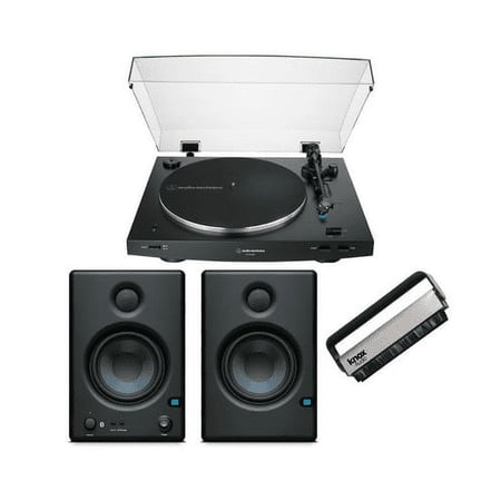 Audio Technica AT-LP3xBT Automatic Wireless Belt-Drive Turntable (Black) with Studio Monitors Bundle