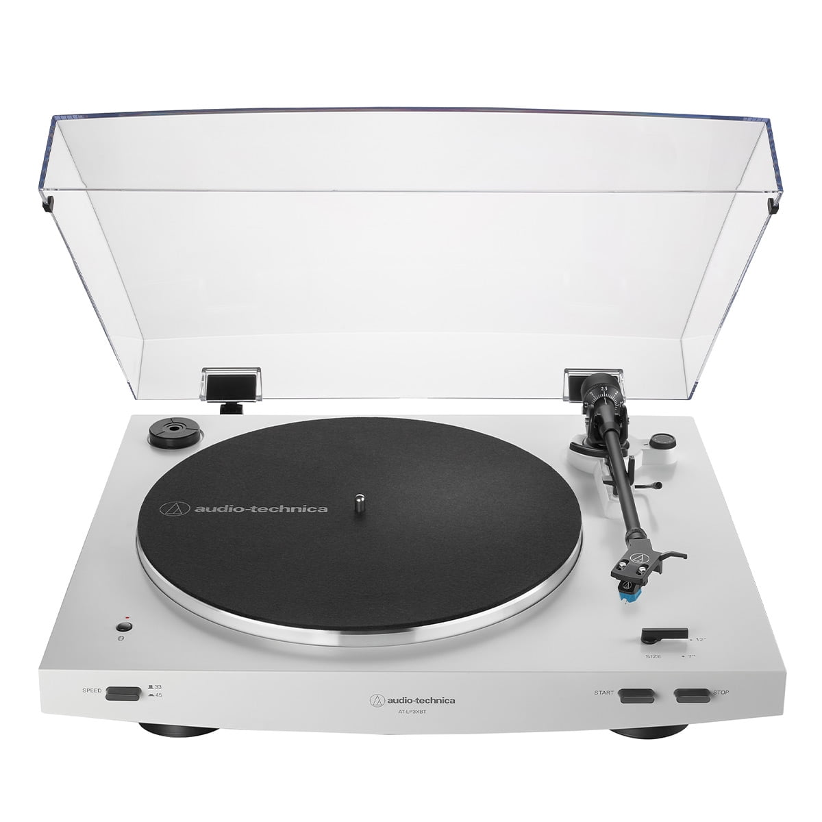 White Fully Automatic Wireless Belt-Drive Turntable with Bluetooth