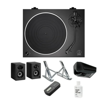 Audio Technica AT-LP5X Direct-Drive Turntable with Speakers Monitors, Cleaning kit Bundle)