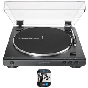 Audio-Technica AT-LP60X-BK Fully Automatic Belt-Drive Stereo Turntable 33-1/3 & 45 RPM, Black Bundle with 3 YR CPS Enhanced Protection Pack