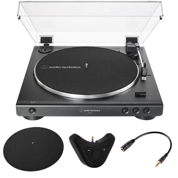 Audio-Technica AT-LP60X-BK Fully Automatic Belt-Drive Stereo Turntable w/ Accessories Bundle