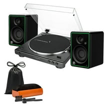 Audio-Technica AT-LP60X Belt-Drive Stereo Turntable (Black) Bundle with Bluetooth Monitors (Pair)