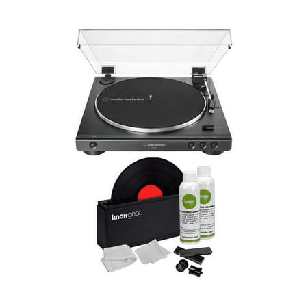 Audio-Technica AT-LP60X Fully Automatic Belt-Drive Stereo Turntable (Black) with Record Cleaning Kit