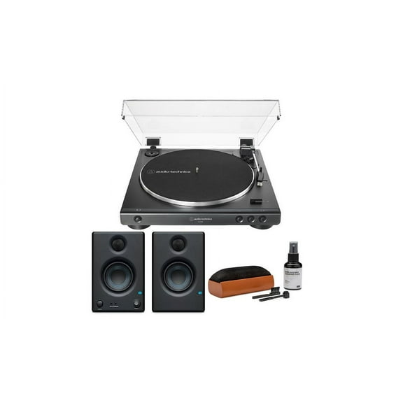 Audio-Technica AT-LP60X Turntable with Monitors and Knox Cleaning Kit