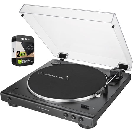 Audio-Technica AT-LP60XBT-BK Fully Automatic Belt-Drive Bluetooth Stereo Turntable Black Bundle with 2 YR CPS Enhanced Protection Pack