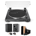 thumbnail image 1 of Audio Technica AT-LP60XBT-USB-BK Automatic Turntable, 2 Bookshelf Speakers & Cleaner Kit - Bundle, 1 of 6