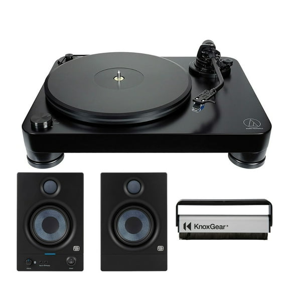 Audio-Technica AT-LP7 Fully Manual Belt-Drive Turntable with Studio Monitor 4.5-Inch (Pair) Bundle