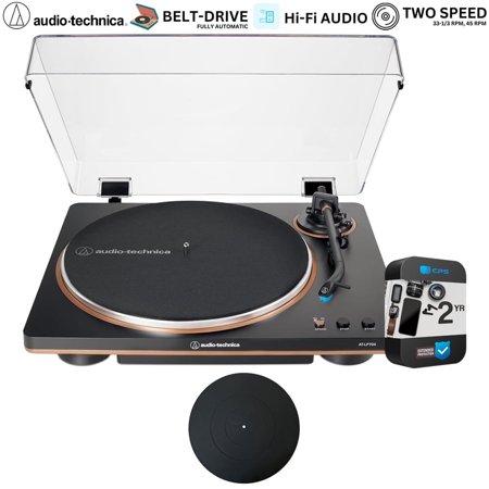Audio-Technica AT-LP70X-BZ Fully Automatic Belt-Drive Turntable, Black/Bronze Bundle with 2 Year Extended Warranty & Deco Gear 12" Silicone Rubber Turntable Platter Mat