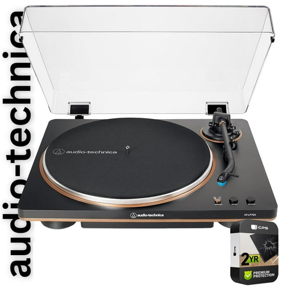 Audio-Technica AT-LP70X-BZ Fully Automatic Belt-Drive Turntable, Black/Bronze with 2 YR CPS Enhanced Protection Pack