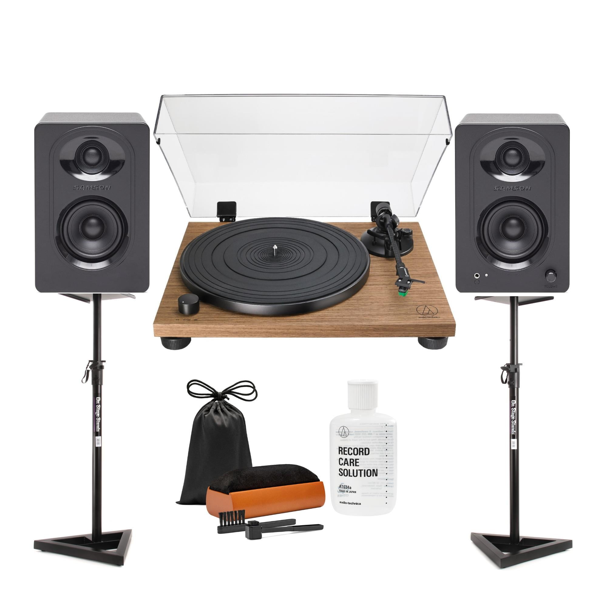 Walmart Turntable Audio-Technica AT-LPW40WN Belt Drive Turntable with Bookshelf and Care ...