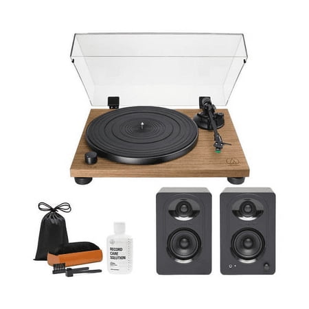 Audio-Technica AT-LPW40WN Belt-Drive Turntable with Speakers and Care System