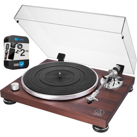 Audio-Technica AT-LPW50BT-RW Bluetooth Turntable Manual Belt-Drive 33/45 Rosewood Bundle with 2 YR CPS Enhanced Protection Pack
