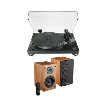 Audio-Technica AT-LPW50PB Fully Manual Belt-Drive Turntable with Bluetooth Monitor Speakers