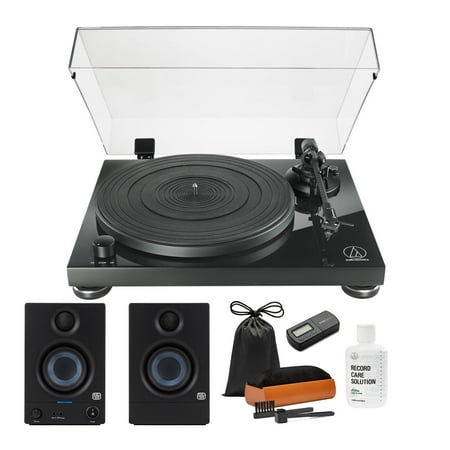 Audio-Technica AT-LPW50PB Fully Manual Belt-Drive Turntable with Monitors Bundle