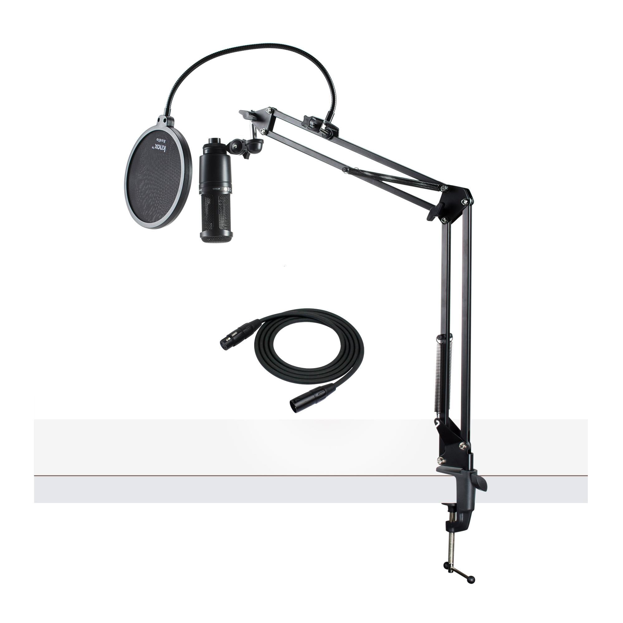 Audio-Technica AT2020 Condenser Studio Microphone with Knox Filter and Boom  Arm 